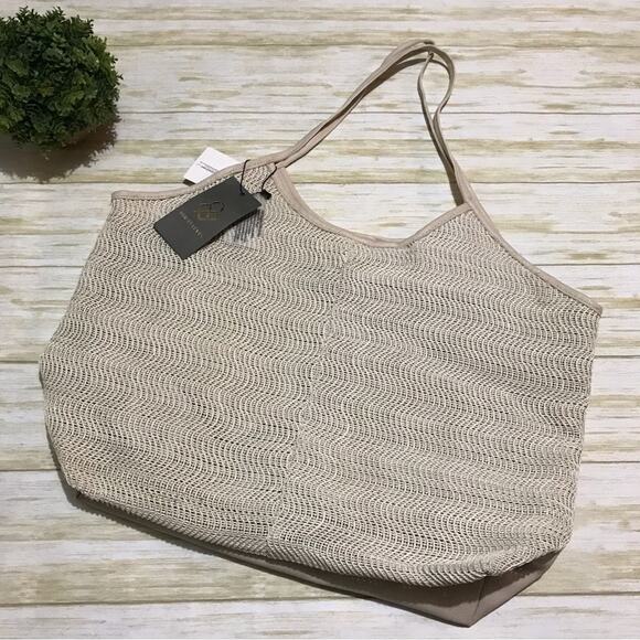 Street Level NWT Cream White Woven Mesh Large Beach Vacation Tote Bag Purse - Picture 1 of 10